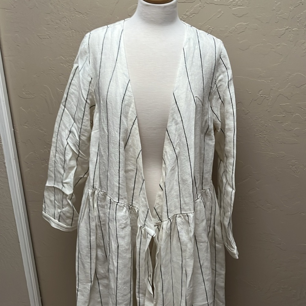 Sondeflor Son de Flor Linen Wrap Dress in Sonata Stripe, L - Picture 12 of 16